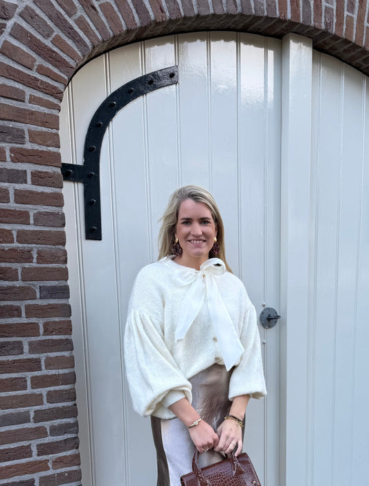 Fleur strik vestje crème