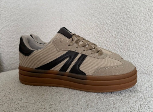 Nina sneaker beige met bruin