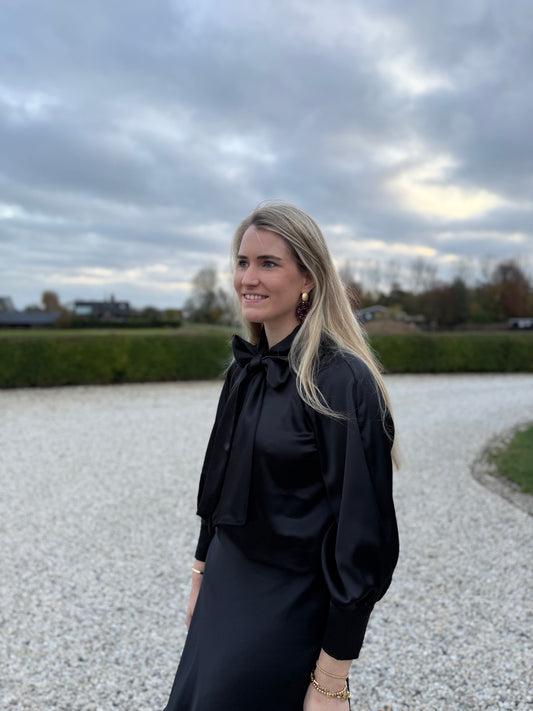 June strikblouse zwart