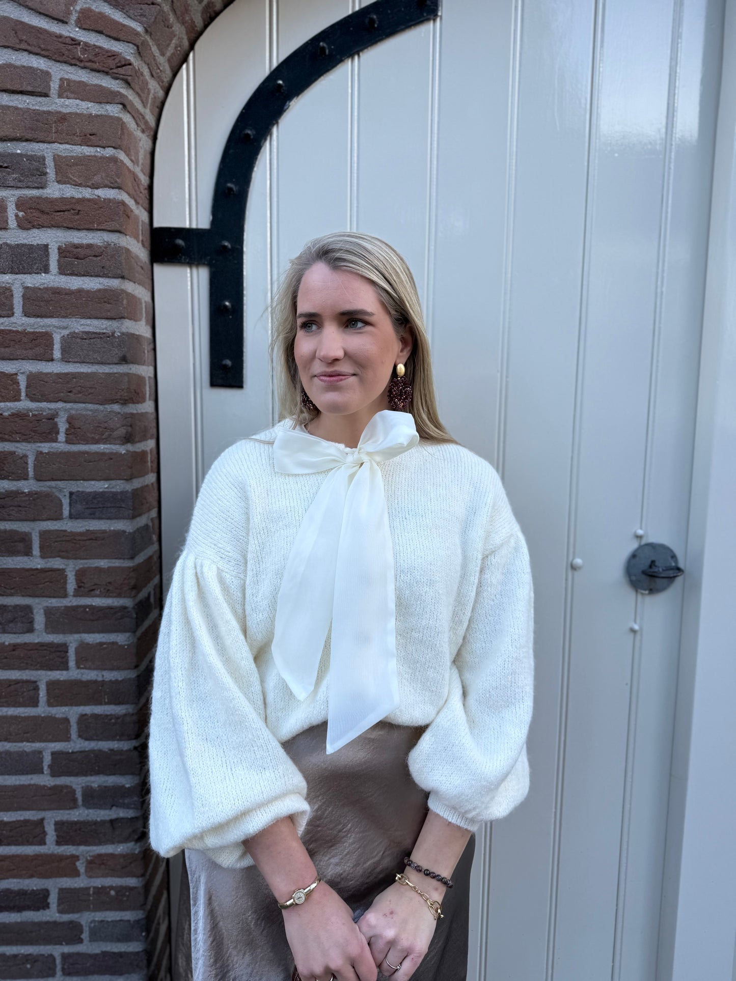Fleur strik vestje crème