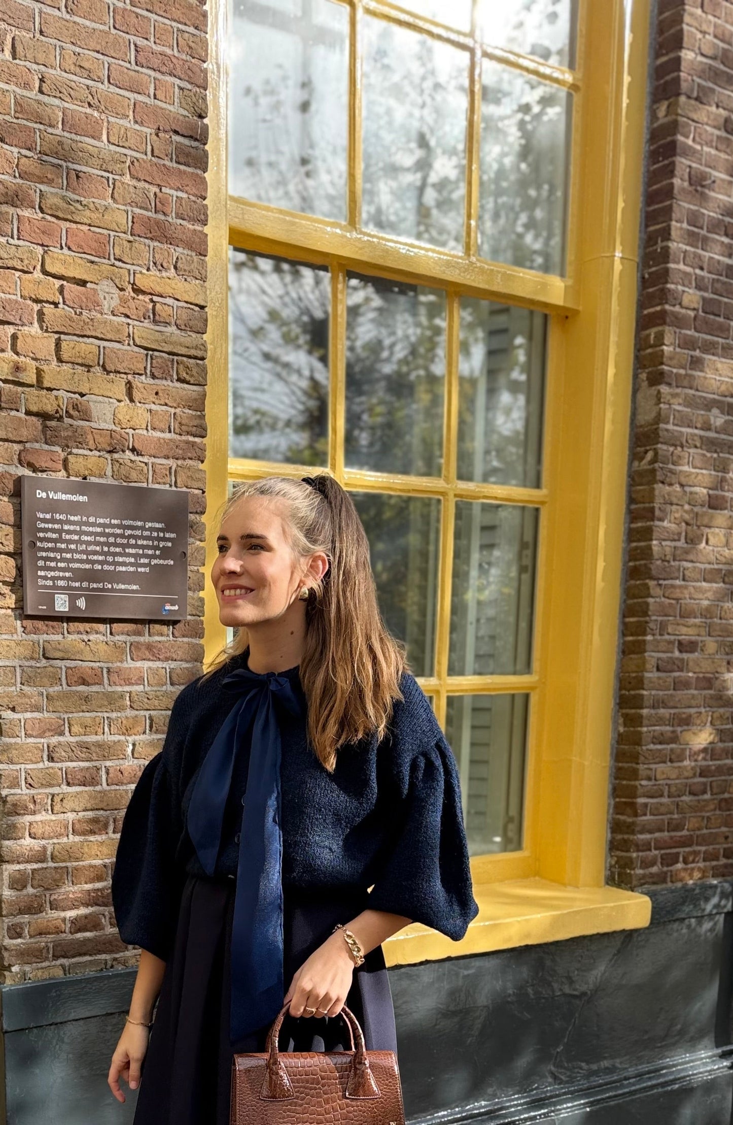 Fleur strik vestje donkerblauw