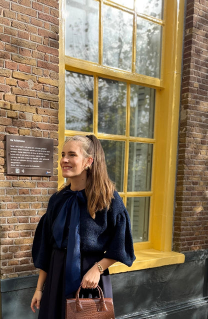 Fleur strik vestje donkerblauw