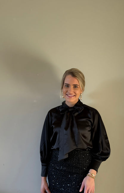 June strikblouse zwart