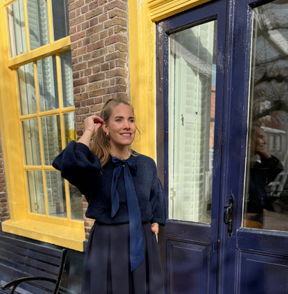 Fleur strik vestje donkerblauw