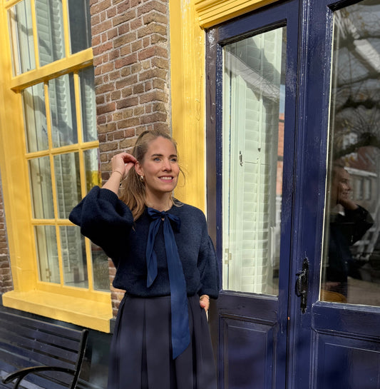 Fleur strik vestje donkerblauw