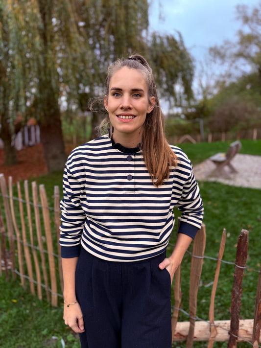 Jade streepjes trui blauw