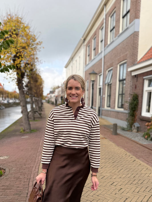 Jade streepjes trui bruin