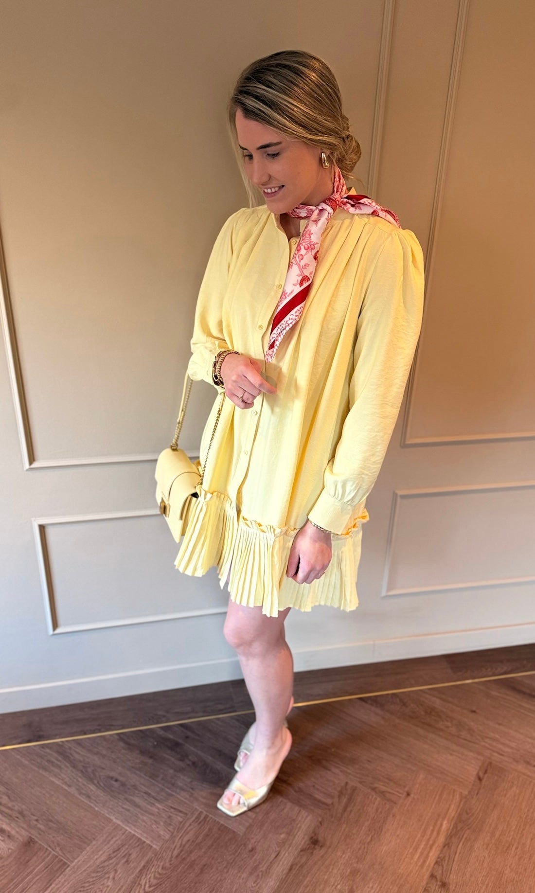Fleur jurk botergeel