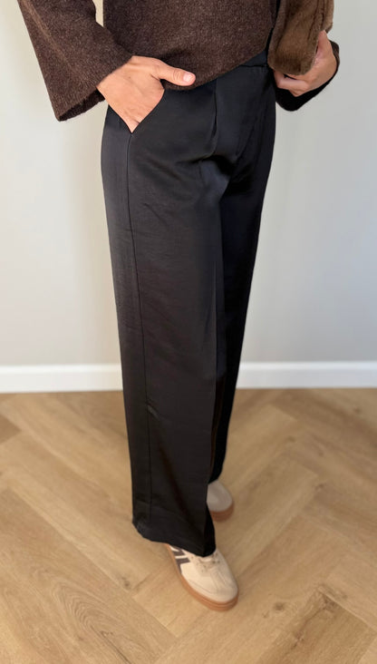 Camille satijnen pantalon zwart