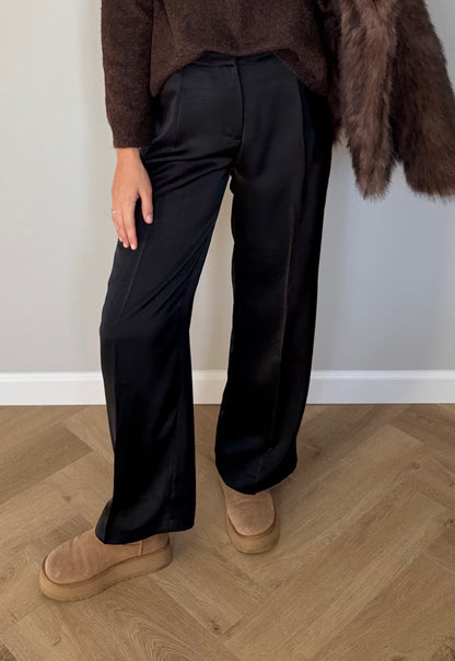 Camille satijnen pantalon zwart