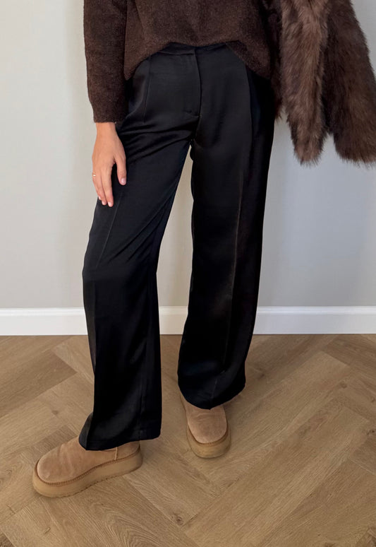 Camille satijnen pantalon zwart