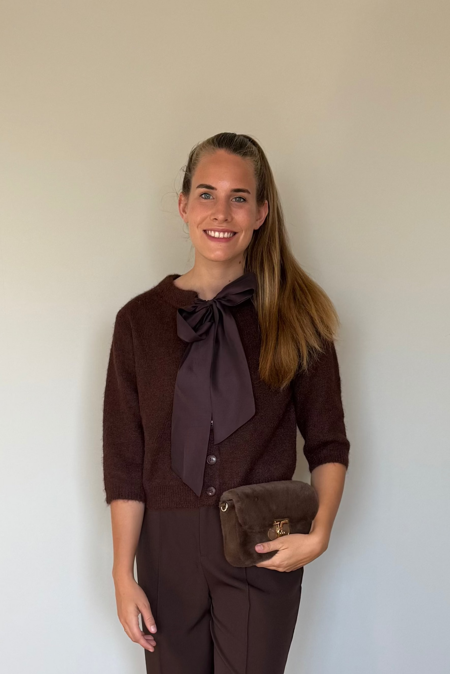 Lilly strik vestje donkerrood/bruin