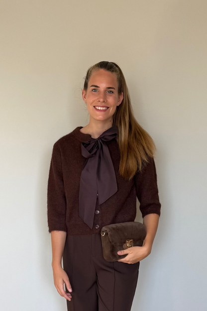 Lilly strik vestje donkerrood/bruin