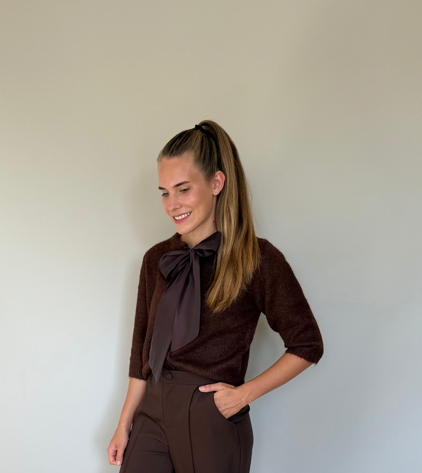 Lilly strik vestje donkerrood/bruin