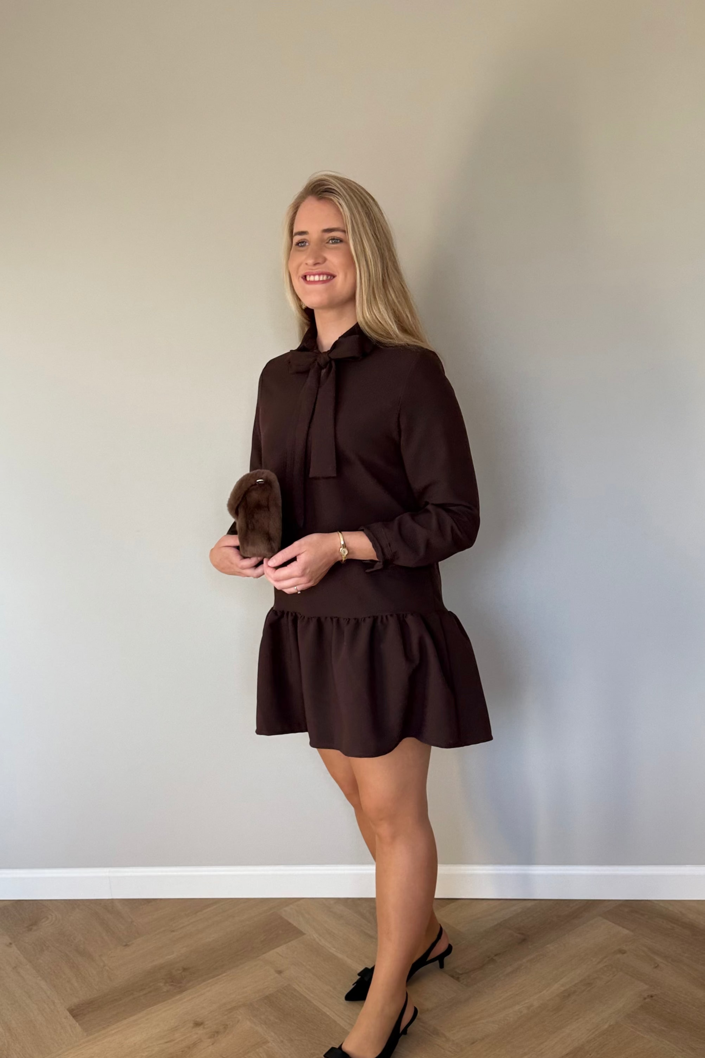 Chloé jurkje met strik bruin