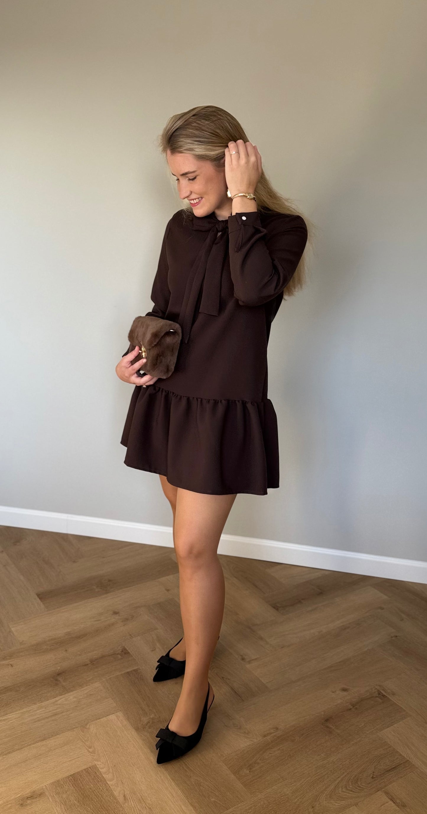 Chloé jurkje met strik bruin