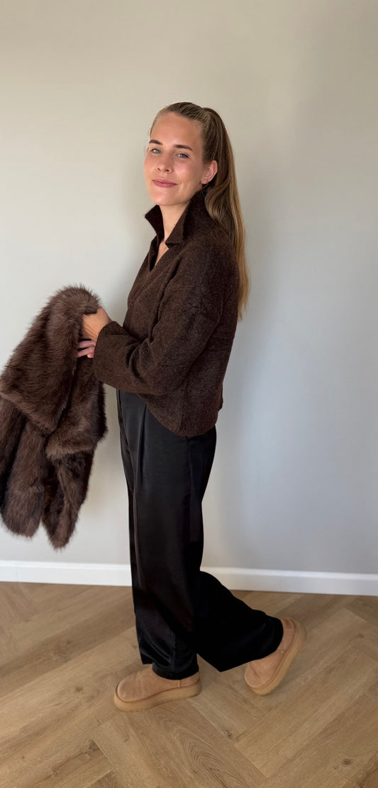 Camille satijnen pantalon zwart