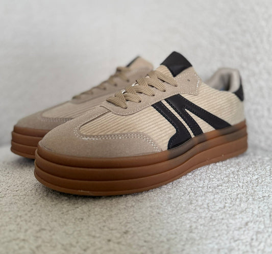 Nina sneaker beige met bruin