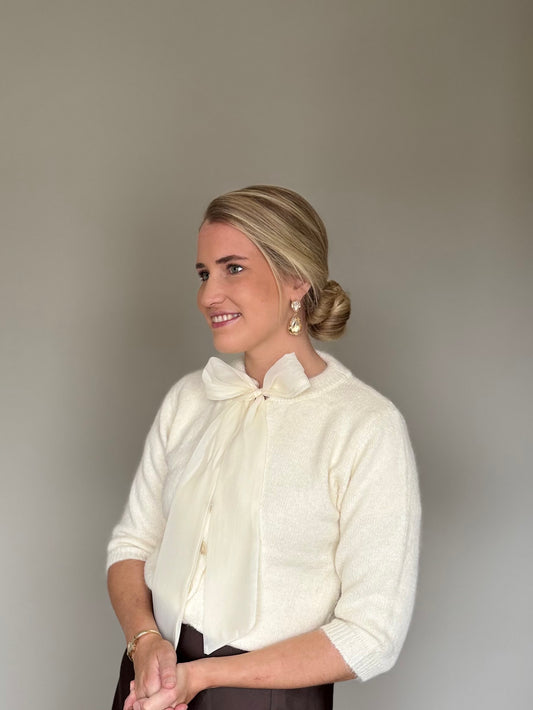 Lilly strik vestje crème